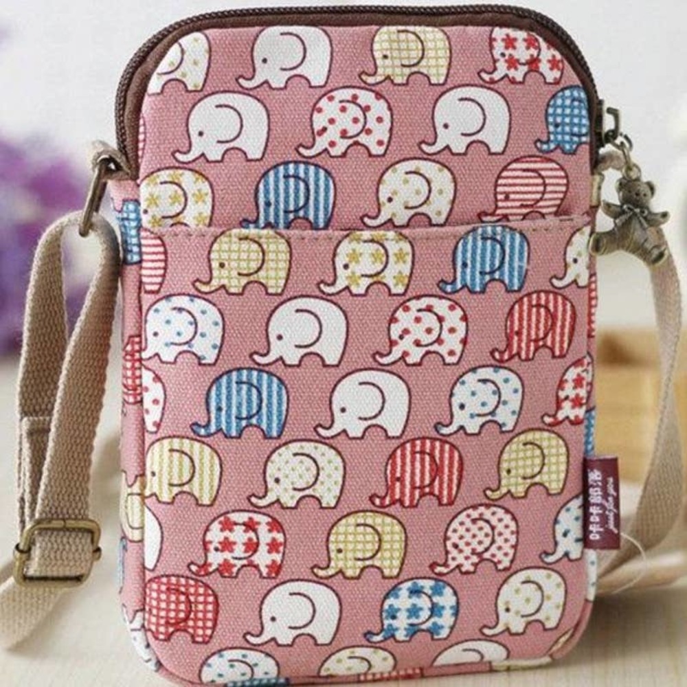 Super Cute Multi-colored Elephant‎ Canvas Phone Crossbody~~NWOT